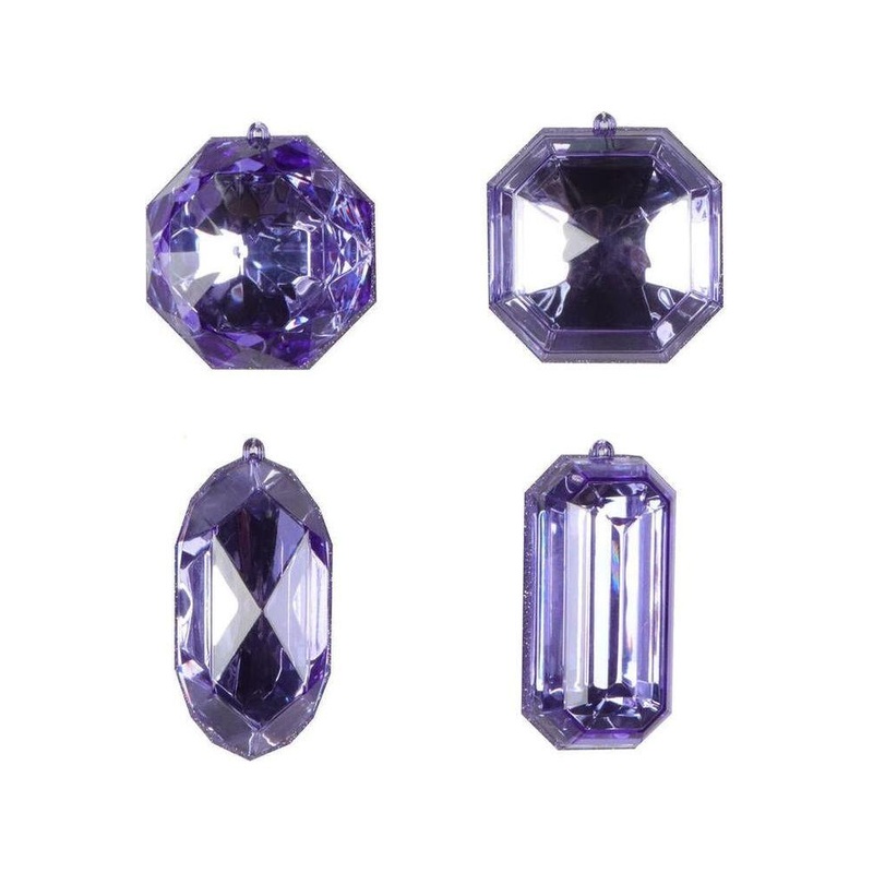 4-5″ Acrylic Jewel Assortment Ornament: Lavender (Set 4)