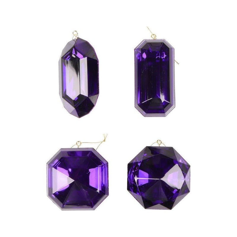 4-5″ Acrylic Jewel Assortment Ornament: Purple (Set 4)