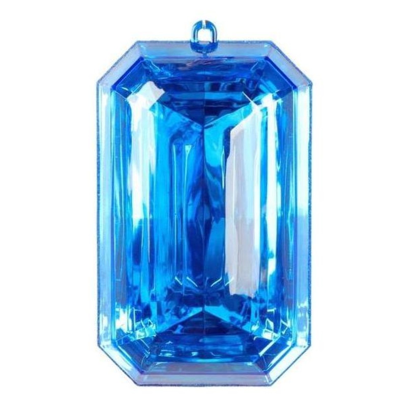 8″ Acrylic Rectangle Jewel Ornament: Blue (Set of 2)