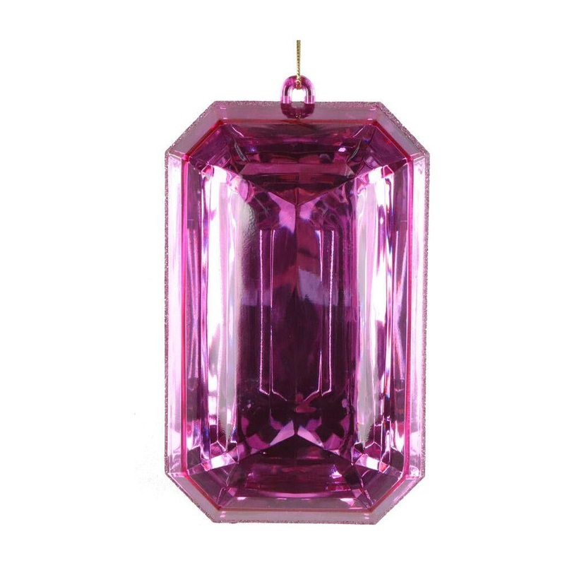 8″ Acrylic Rectangle Jewel Ornament: Mauve (Set of 2)