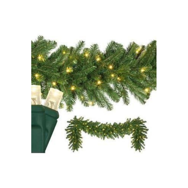 9′ X 14″ Olympia Pine Garland, Pre-Lit, LED, Warm White