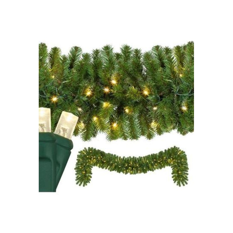 9′ X 14″ Sequoia Fir Garland, Pre-Lit, LED, Warm White