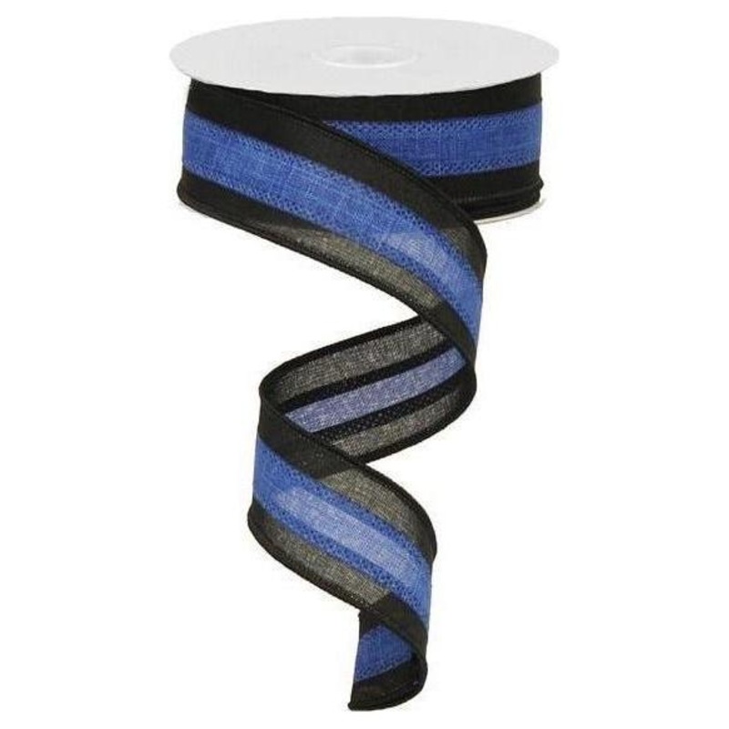 1.5″ Police Support Ribbon: Black & Blue (10 Yards)