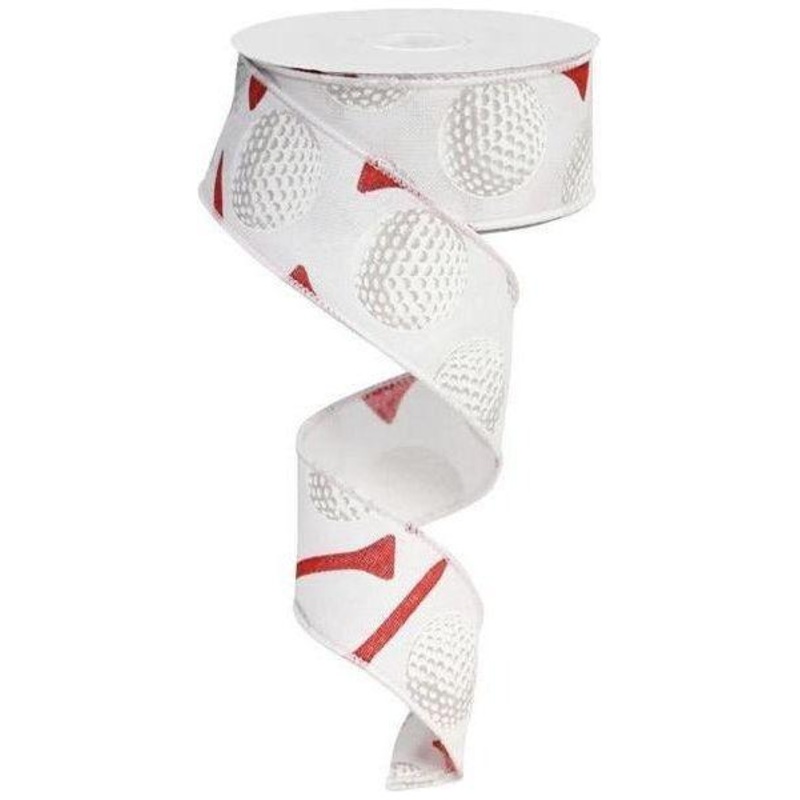 1.5″ Royal Canvas Golf Balls & Tee Ribbon: White (10 Yards)