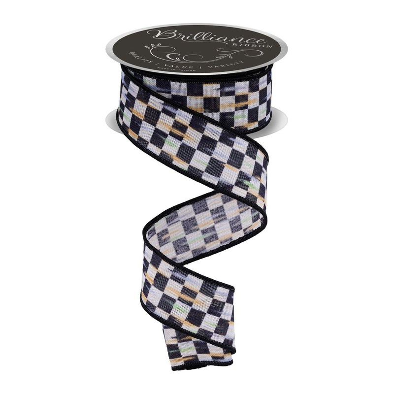 1.5in Mini Antique Diamond Ribbon: Black (10 Yards)