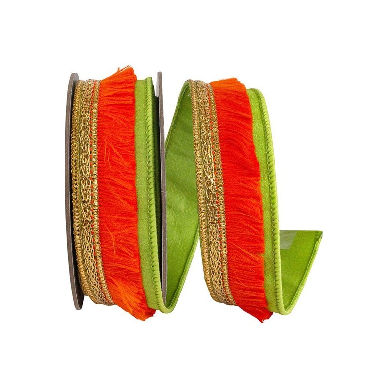 1 inch Orange Fringe Trimming Ribbon: Green (5 Yards)