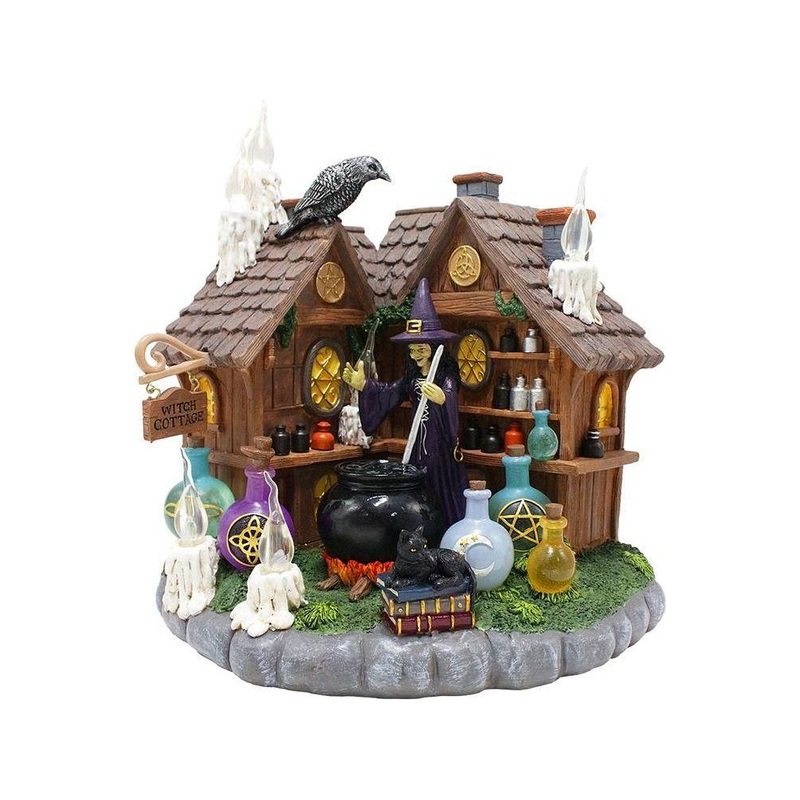 10″ LED Halloween Witch Cottage Figurine