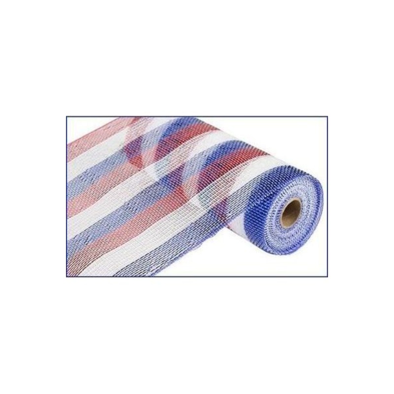 10″ Poly Deco Mesh Ribbon: Deluxe Stripe Patriotic
