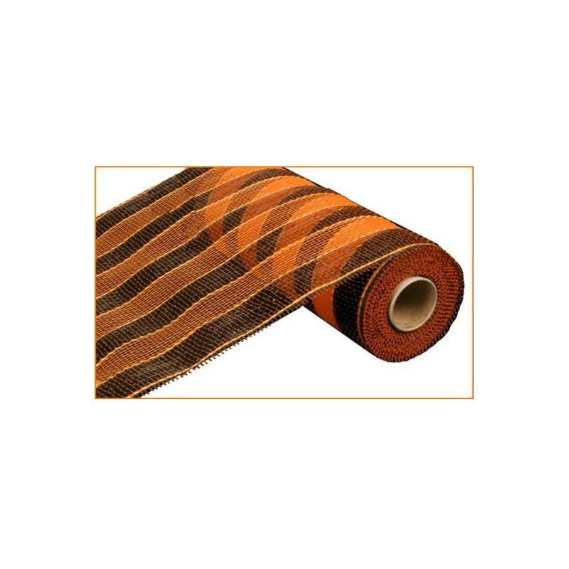 10″ Poly Deco Mesh Ribbon: Orange and Black Stripes
