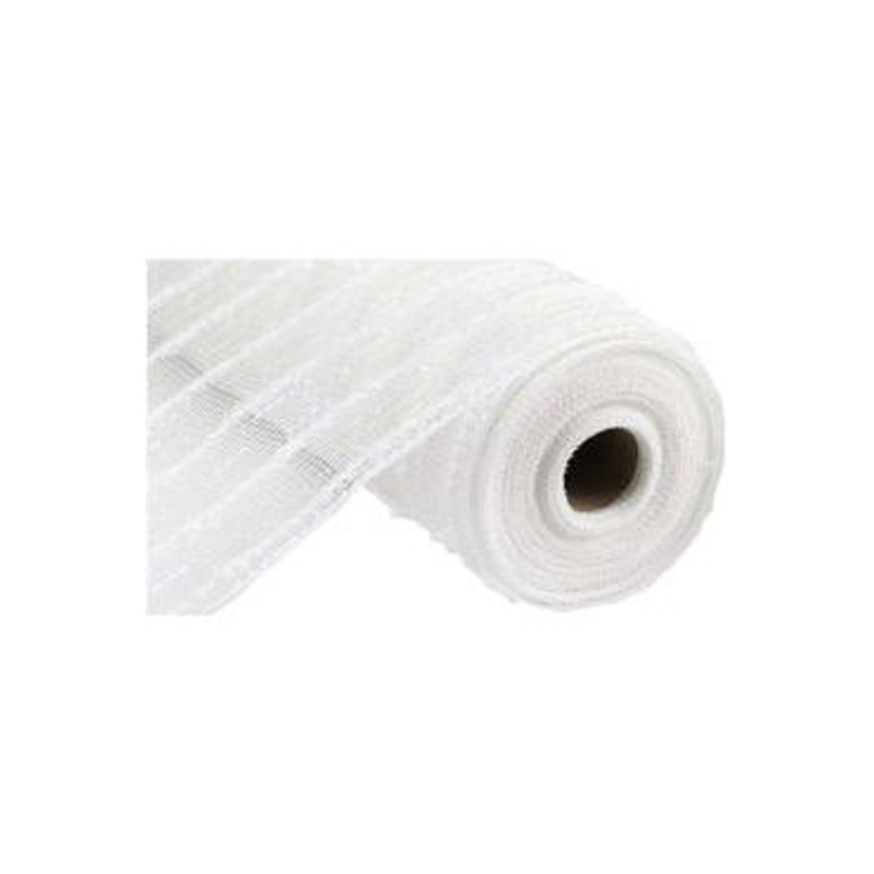 10″ White Snowdrift Cotton Ball Mesh Ribbon