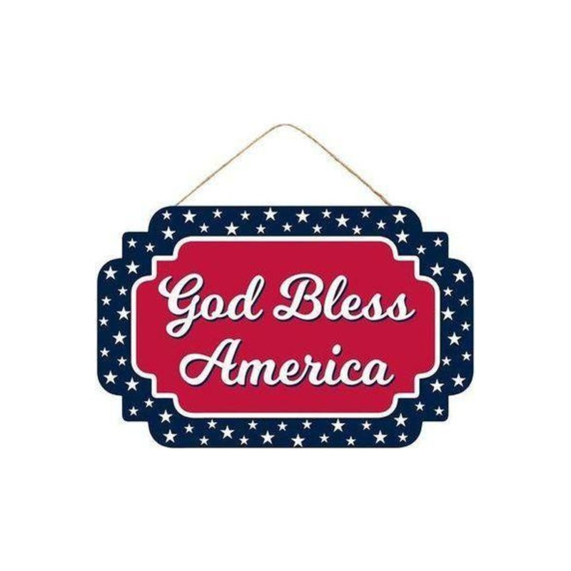 12″ Wooden Sign: God Bless America