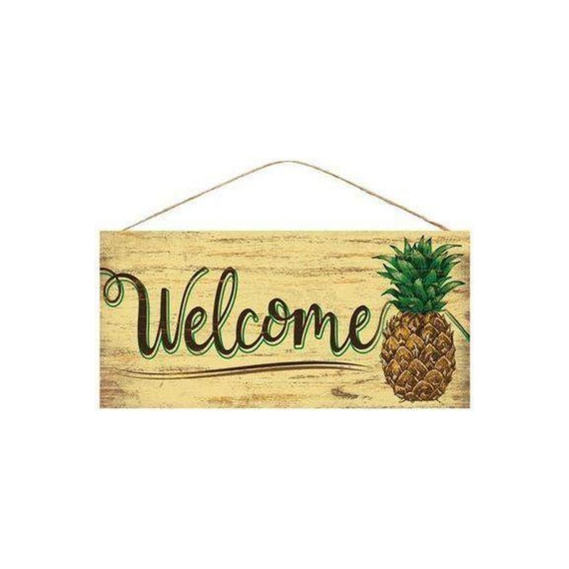 12″ Wooden Sign: Welcome Pineapple