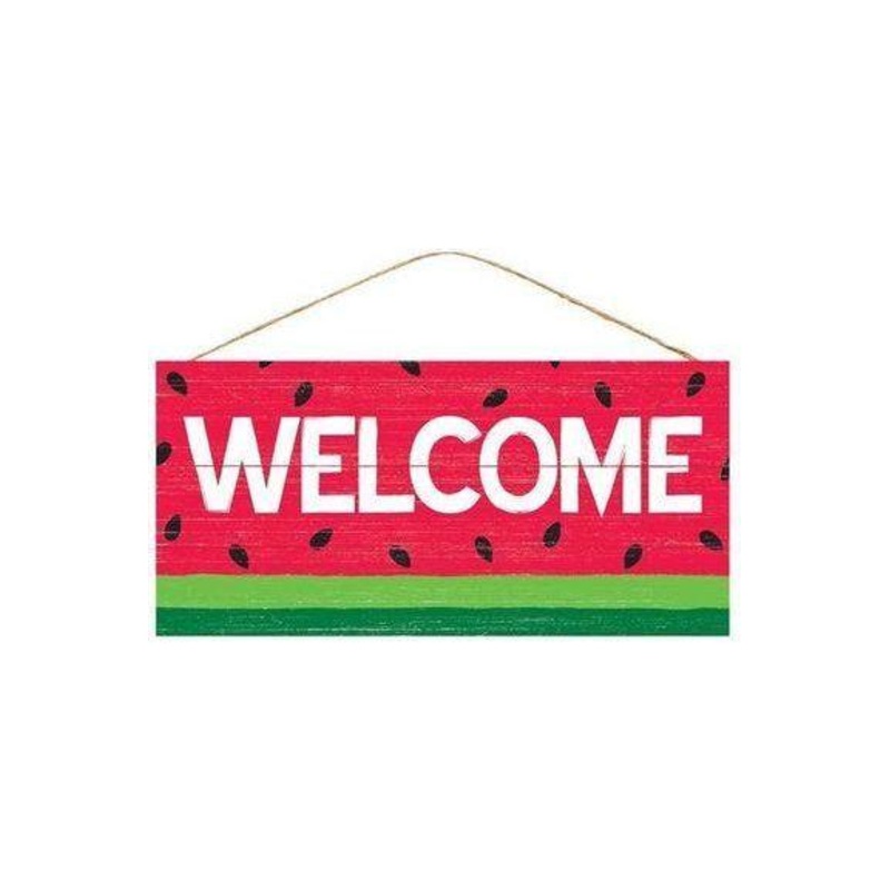 12″ Wooden Sign: Welcome/Watermelon