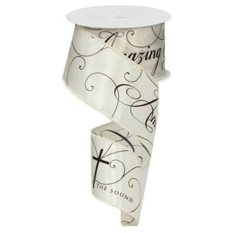 2.5″ Amazing Grace Ribbon: Ivory & Black (10 Yards)