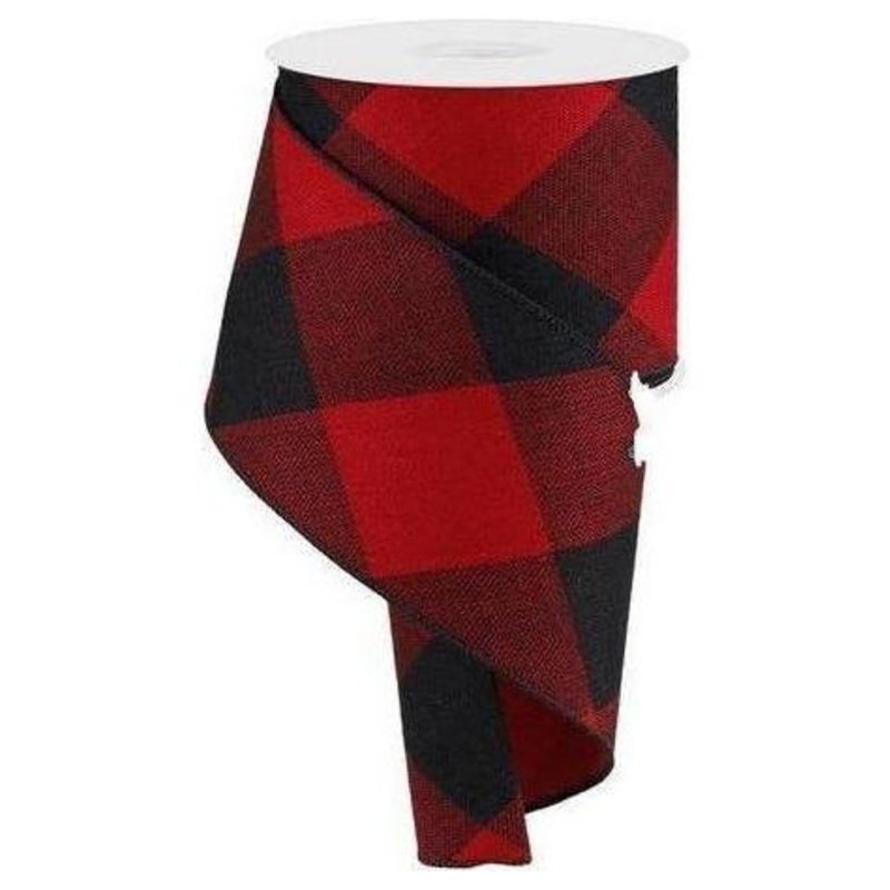 2.5″ Buffalo Plaid Pattern Ribbon: Red/Black