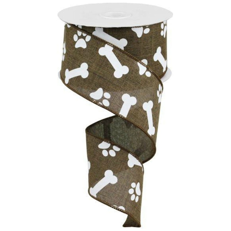 2.5″ Paw Print Royal Ribbon: Tan (10 Yards)