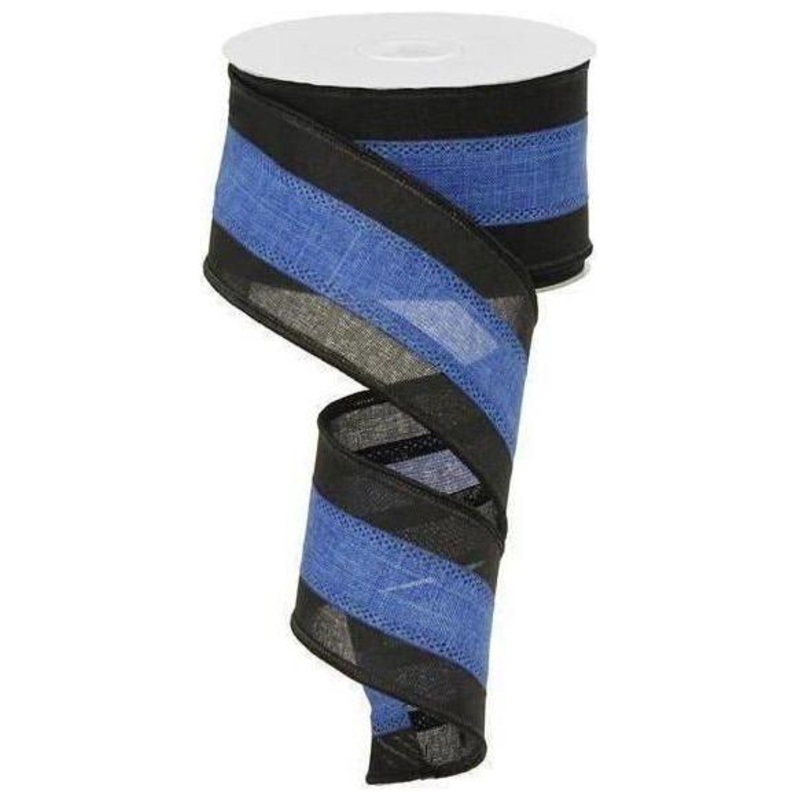 2.5″ Police Support Ribbon: Black & Blue (10 Yards)