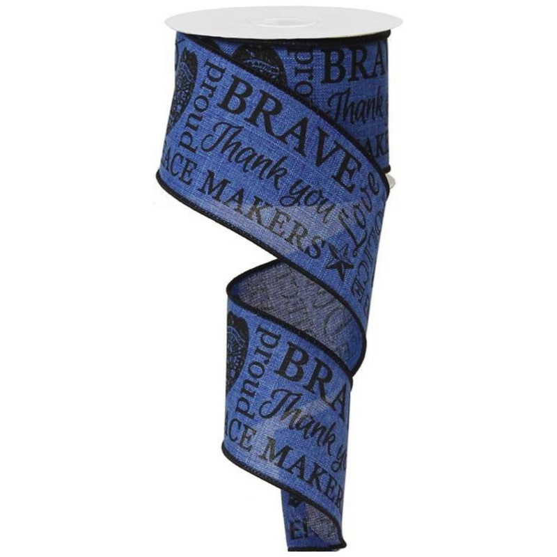 2.5″ Police Support Ribbon: Black & Royal Blue  (10 Yards)
