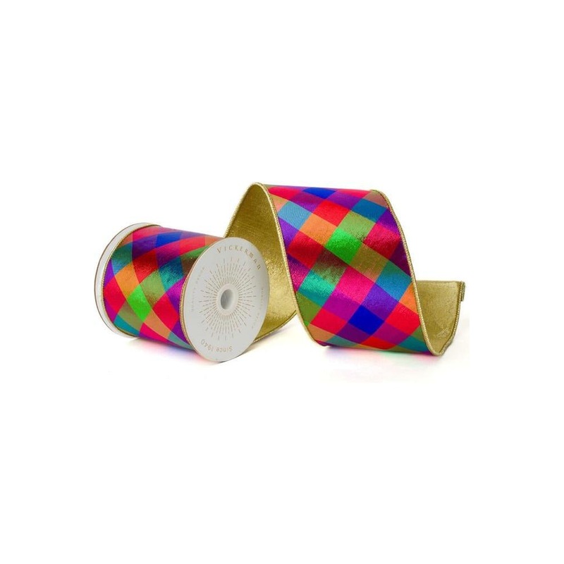 4inch Multicolor Metallic Diagonal Ribbon: Gold (10 Yards)