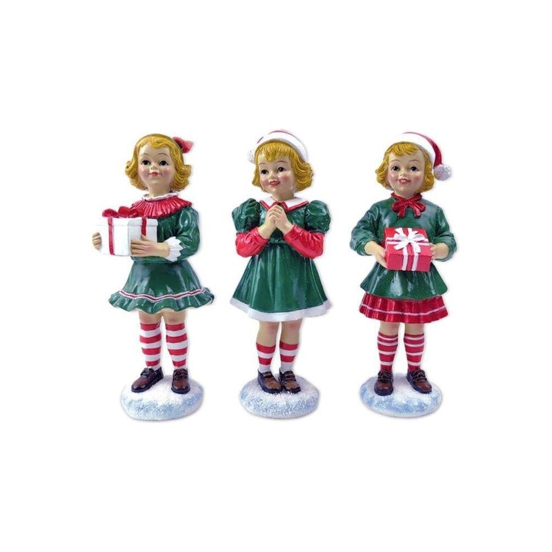 6″ Elegant Victorian Christmas Girl Figurines (Set of 3)