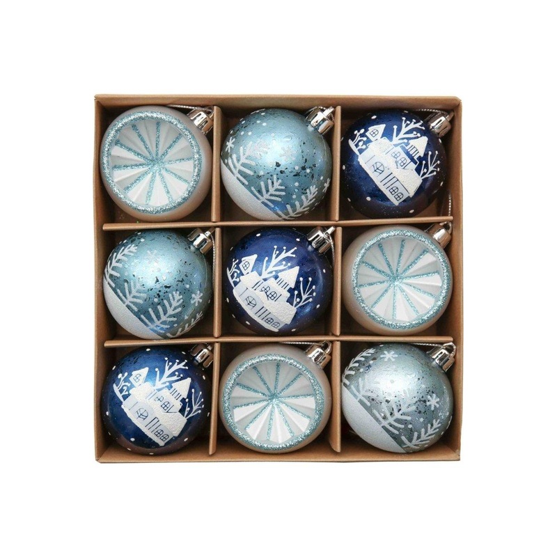 Blue Winter Christmas Ornament Bundle (Set of 9)