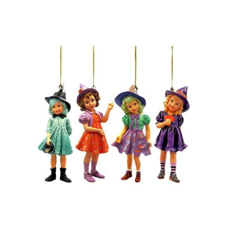 Classic Halloween Victorian Little Witch Girls (Set of 4)