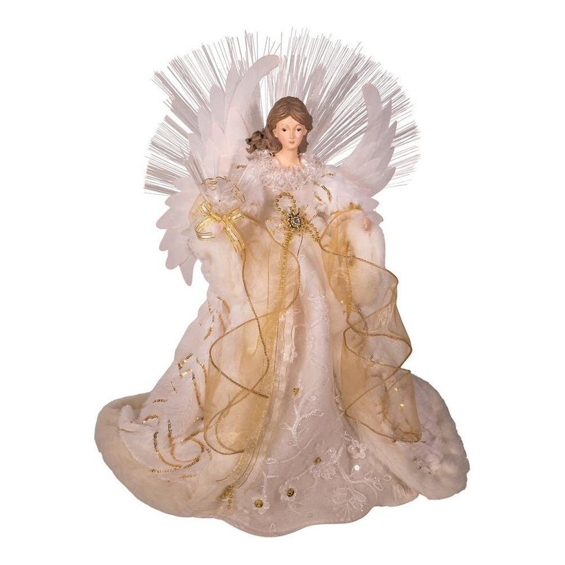 Fiber Optic LED Gold and White Angel Tree Topper