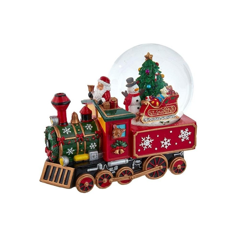 Kurt Adler 120MM Musical Santa Driving Train Water Globe