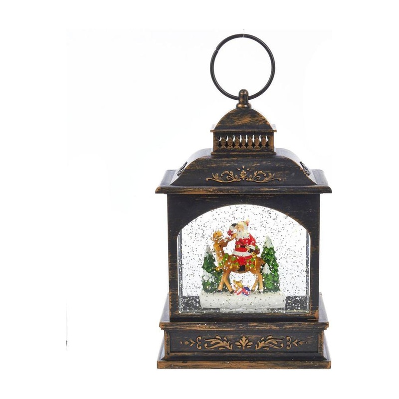 Kurt Adler 9-Inch LED Santa Lantern with Motion