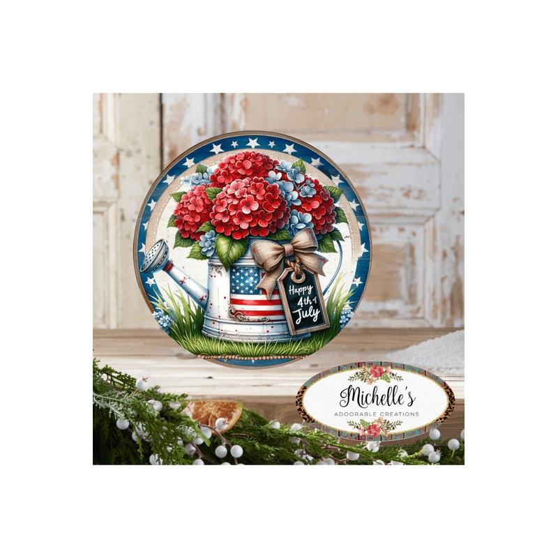 Patriotic Happy 4th Watering Can Sign