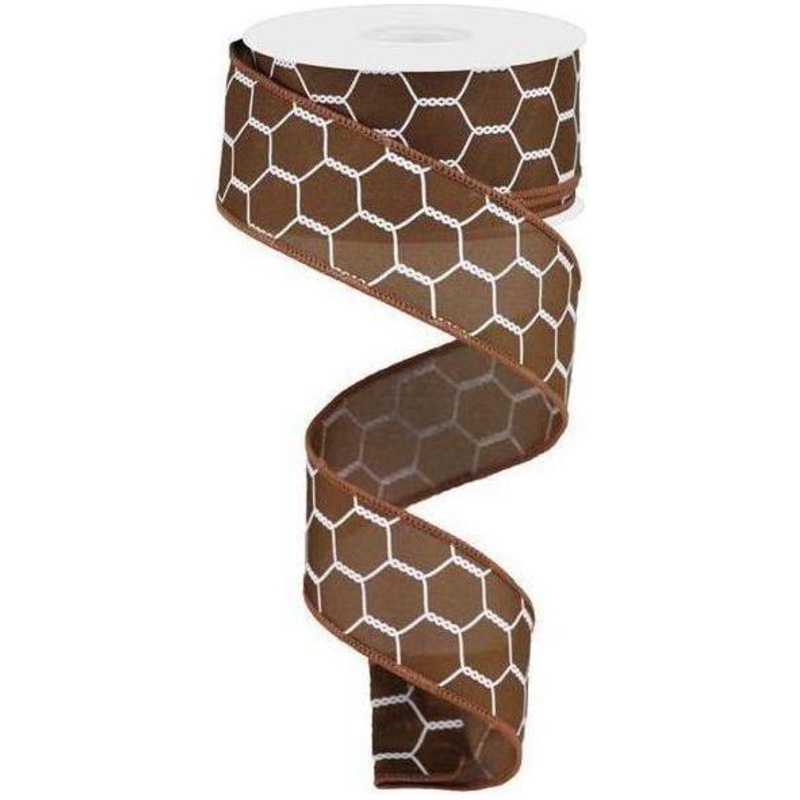 1.5″ Chicken Wire Ribbon: Chocolate (10 Yards)