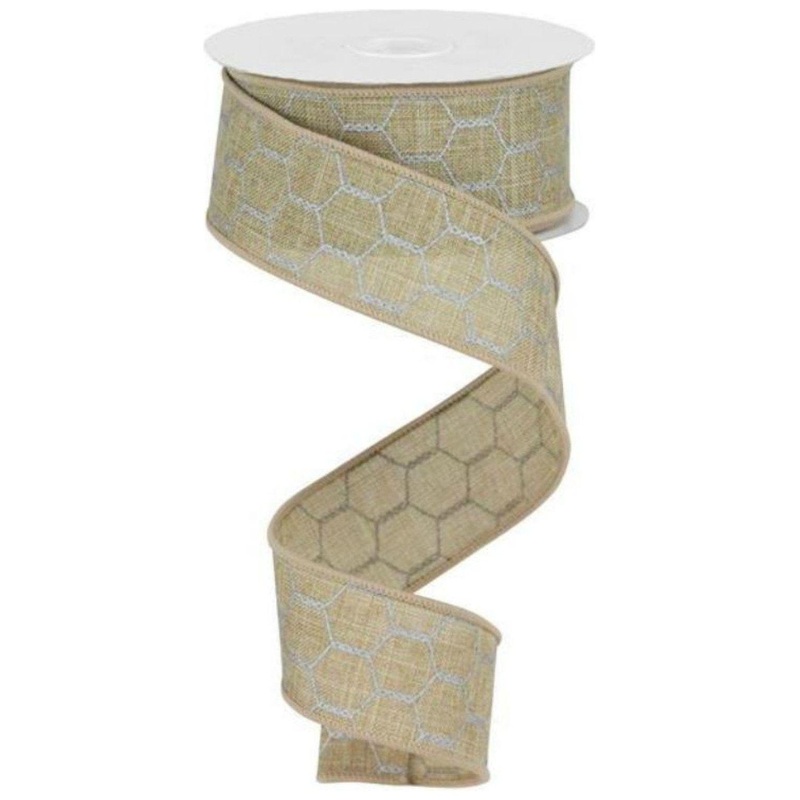 1.5″ Chicken Wire Ribbon: Light Beige (10 Yards)