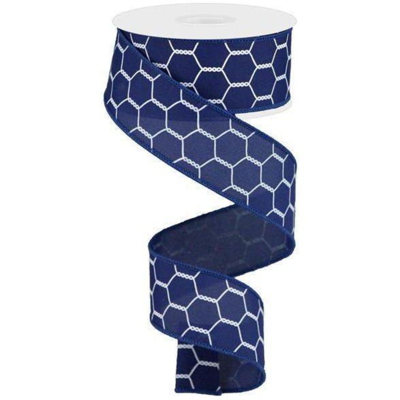 1.5″ Chicken Wire Ribbon: Navy Blue (10 Yards)