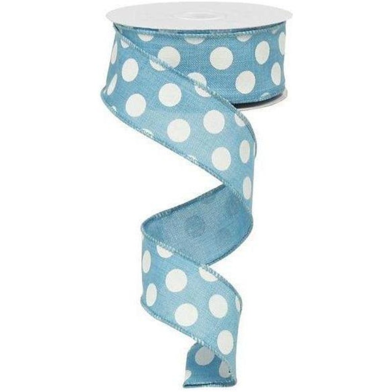 1.5″ Medium Polka Dots Canvas Ribbon: Turquoise (10 Yards)