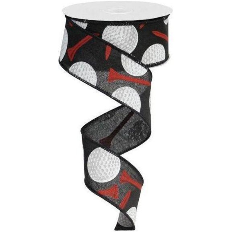 1.5″ Royal Canvas Golf Balls & Tee Ribbon: Black (10 Yards)