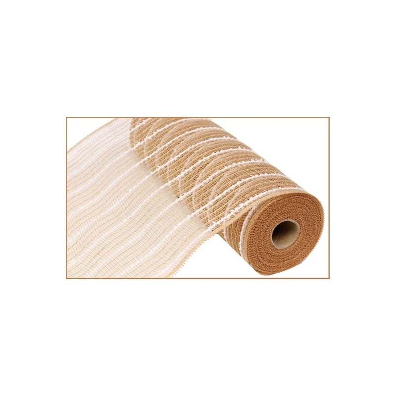 10.5″ Cotton Drift Poly Jute Mesh Ribbon: Natural (10 Yards)