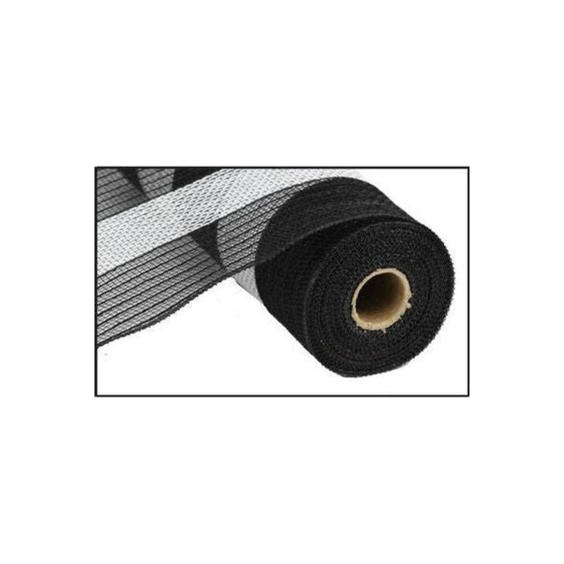 10.5″ Poly Jute Deco Mesh Ribbon: Black & White (10 Yards)