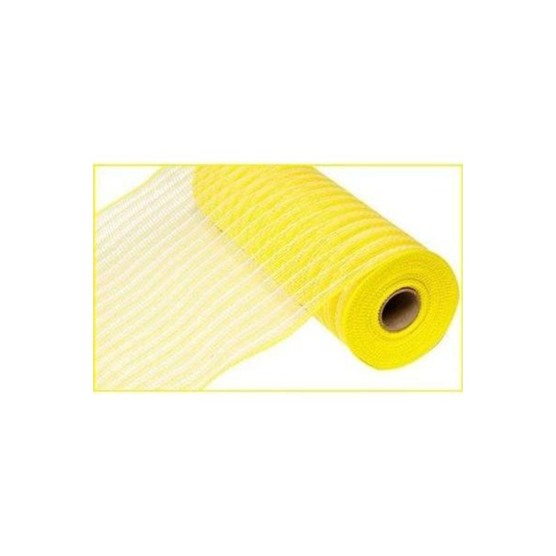 10.5″ Poly Jute Deco Mesh Ribbon: Yellow & Cream
