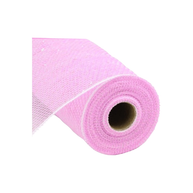 10.5″ Poly Mesh Roll Ribbon: Iridescent Pastel Pink Foil