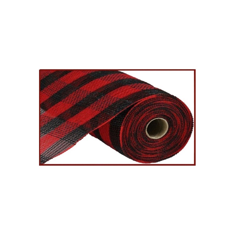 10″ Cotton Check Deco Mesh Ribbon: Buffalo Plaid