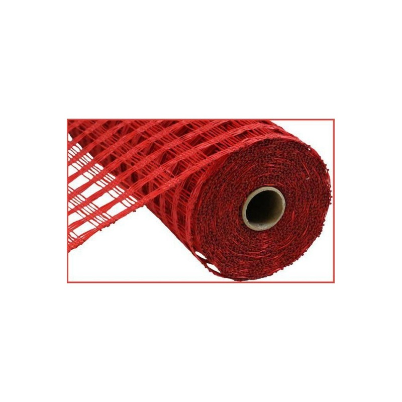 10″ Poly Burlap Check Mesh Ribbon: Red