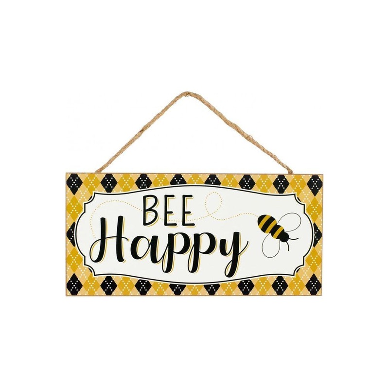 12″ Wood Sign: Bee Happy