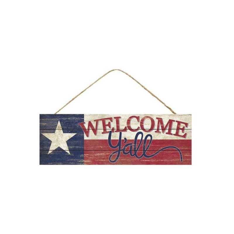 15″ Wood Sign: Texas Flag Welcome Y’all Sign
