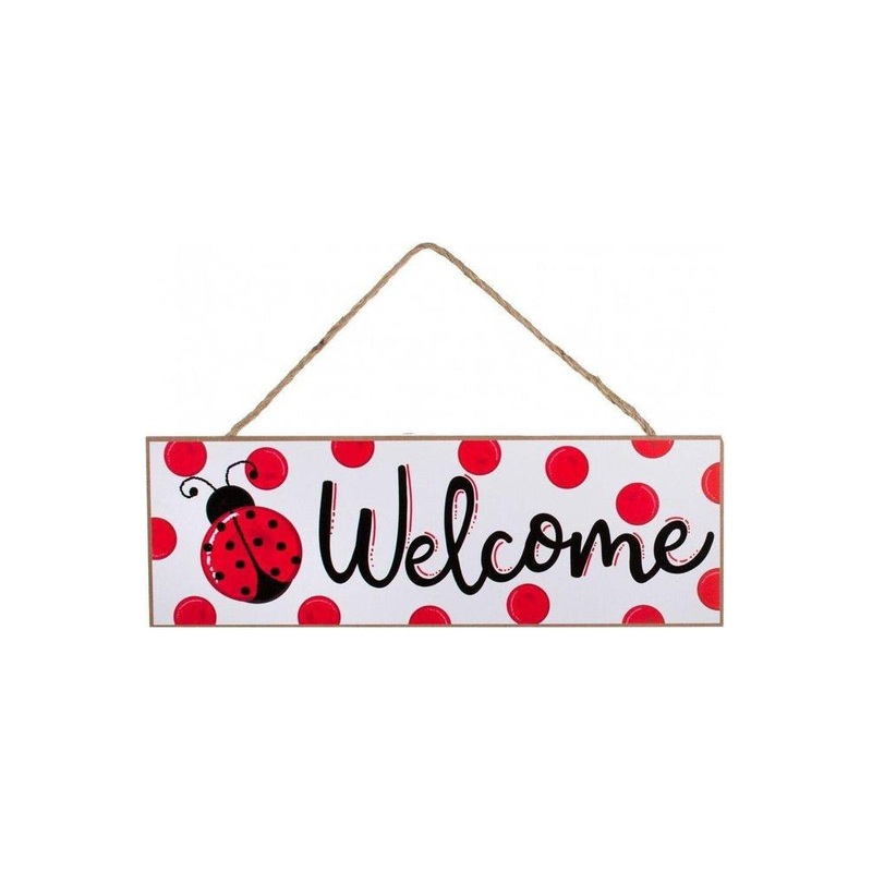 15″ Wooden Sign: Ladybug Welcome