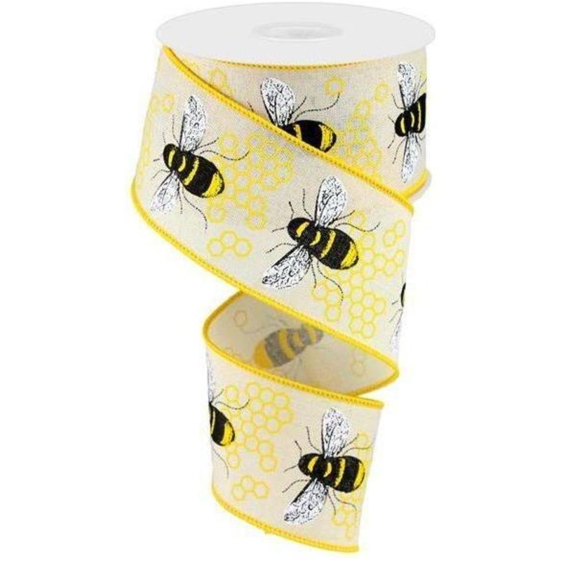 2.5″ Honey Bee Royal Ribbon: Cream (10 Yards)