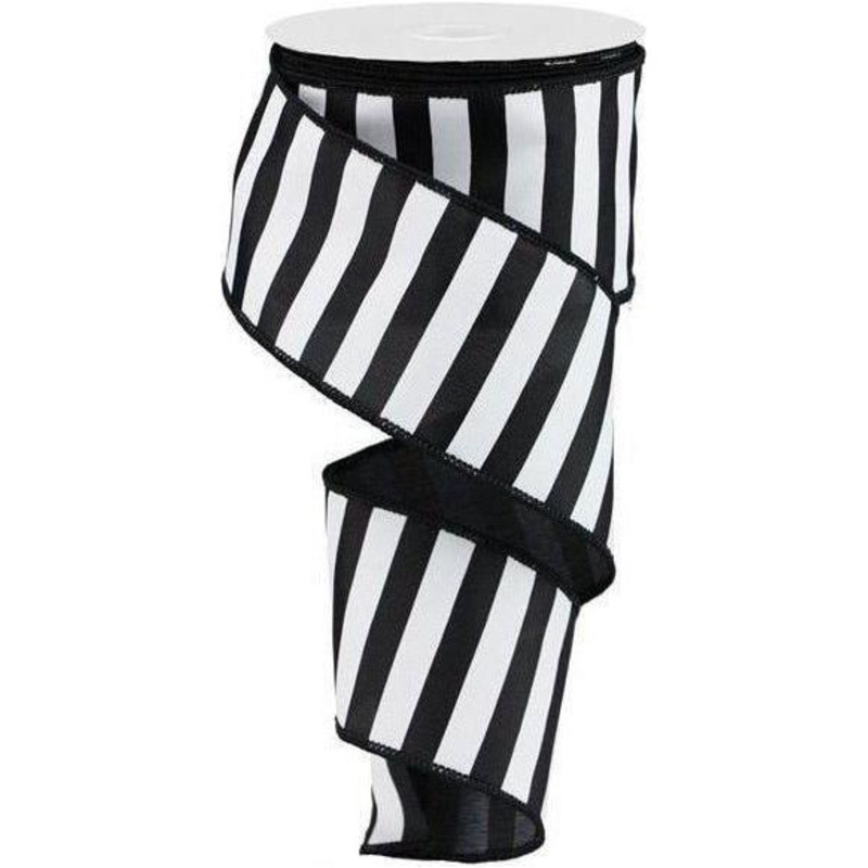 2.5″ Horizontal Black & White Stripe Ribbon (10 Yard)