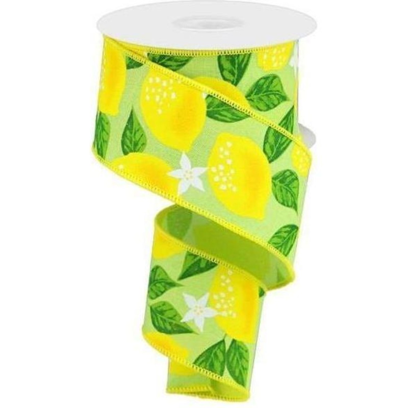 2.5″  Lemon On Royal Ribbon: Green (10 Yards)