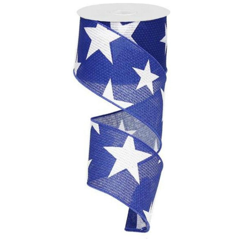 2.5″ Star Canvas Ribbon: Navy Blue  (10 Yards)