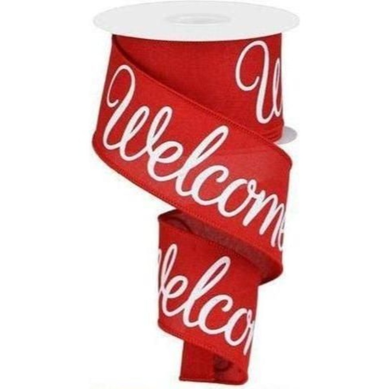 2.5″ Welcome Royal Ribbon: Red (10 Yards)