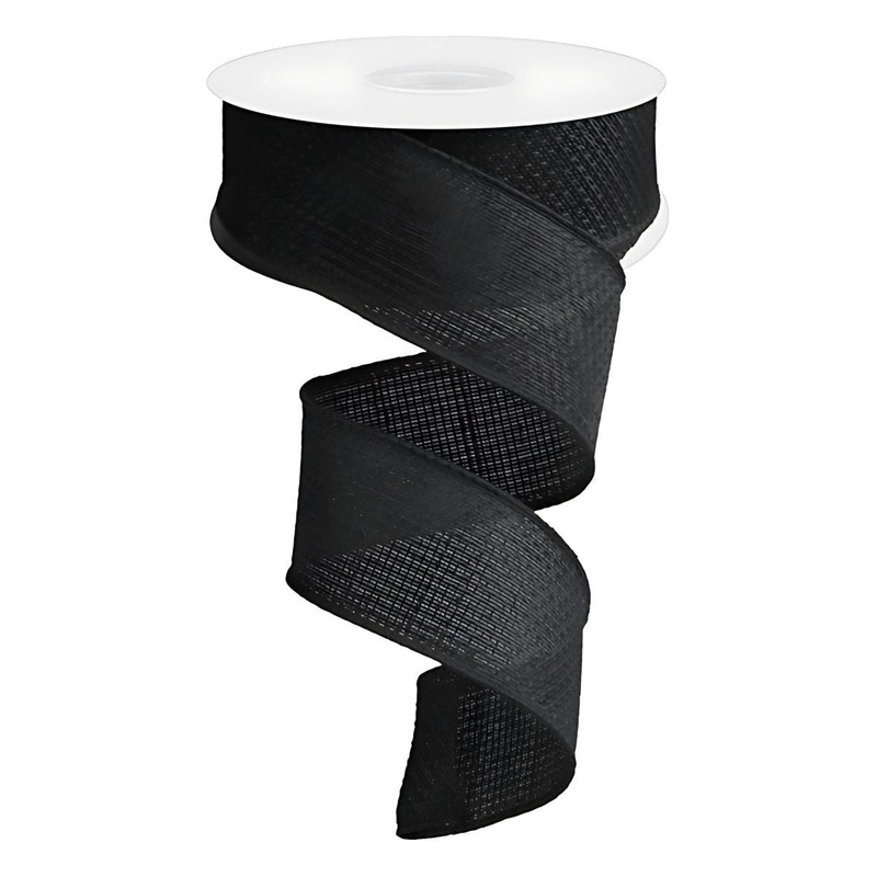 1.5″ Cross Royal Burlap Ribbon: Black (10 Yards)
